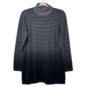 Lg J McLaughlin Italian Merino Wool Mock Neck Ombre Sweater Gray Black Long Chic